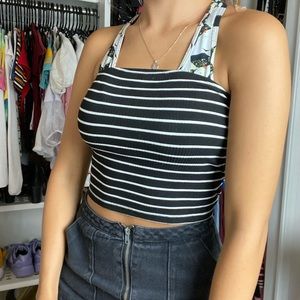 Black and white striped tube top